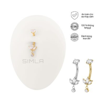 Khuyên rốn 3 lá charm tròn