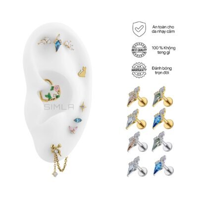 Top khuyên tai đá thoi kiểu