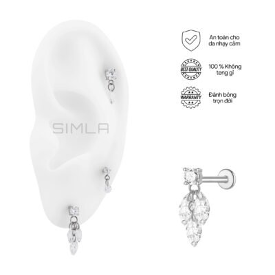 Labret 3 đá charm thoi