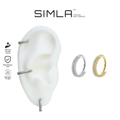 Khuyên clicker viền bi đá trắng