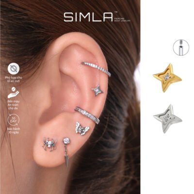 Top khuyên tai lấp lánh viền
