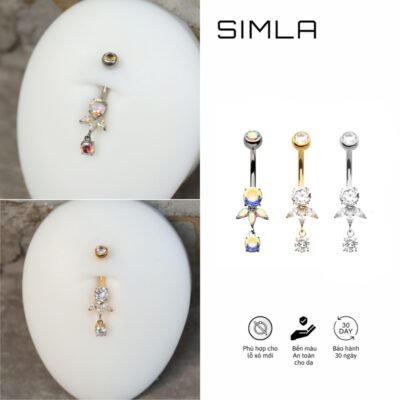 Khuyên rốn charm lá cánh Invictus