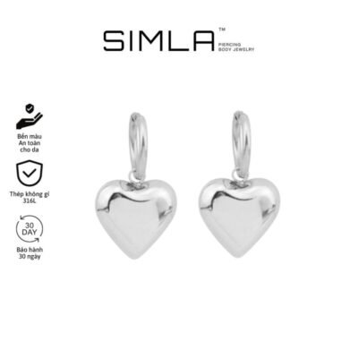 Khuyên clicker tròn bạc charm tim