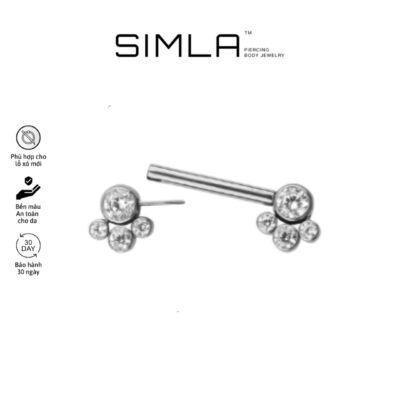 Khuyen nipple đá tròn kiểu chốt nhấn