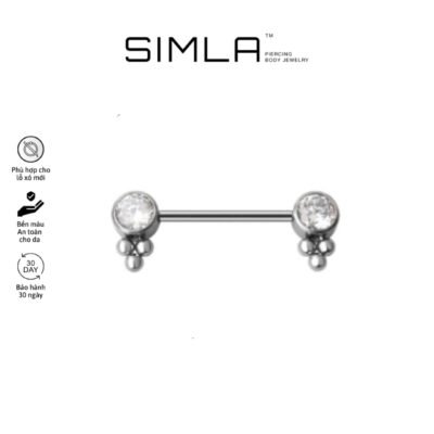 Khuyên nipple đá bi chốt nhấn