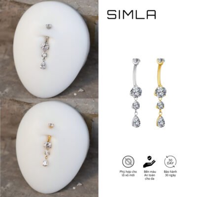 Khuyên rốn đá charm dài
