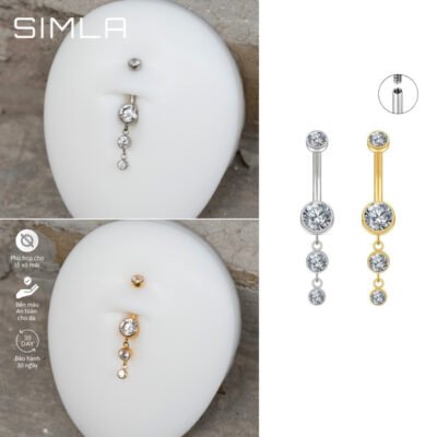 Khuyên rốn đá charm tròn