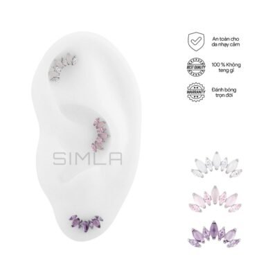 Top khuyên tai dải đá opal thoi kiểu