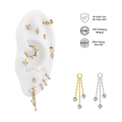 Charm 3 dây đá trắng