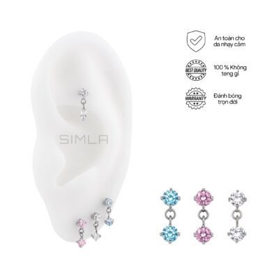 Labret charm đá tròn