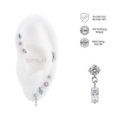 Labret charm đá chữ nhật